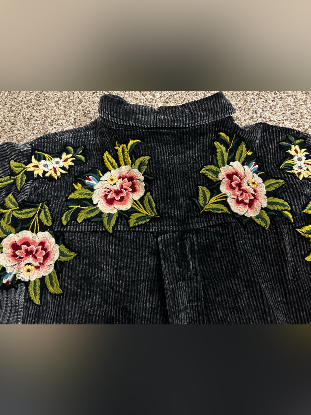 Free People DAWN BREAK SHACKET with Pink Floral Embroidery